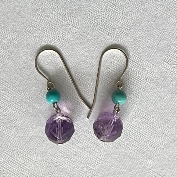 Artisan 925 Sterling Silver Semi Precious Stone Earrings, Amethyst Earrings - Picture 4 of 4